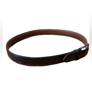 Men's Black Leather Belt with Silver Buckle